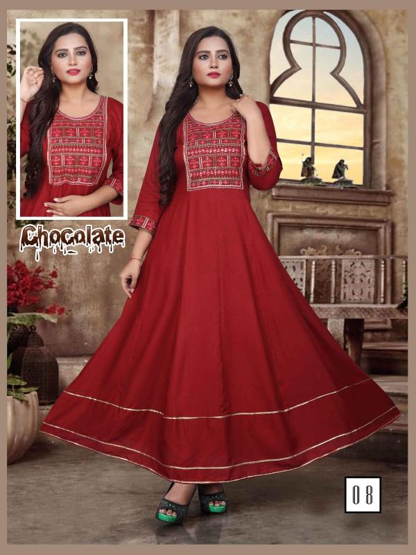 Fahion Talk Chocolate Rayon Designer Exclusive Kurti Collection